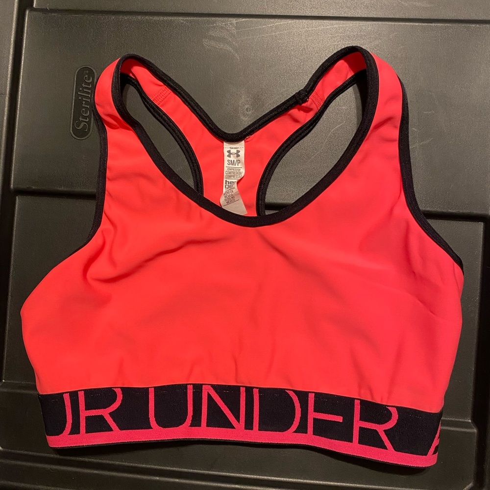 Pink underarmour sports bra